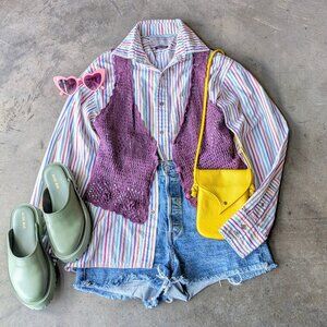 Alexander Julian Private Reserve Colorful Rainbow Stripe Button Down Shirt large